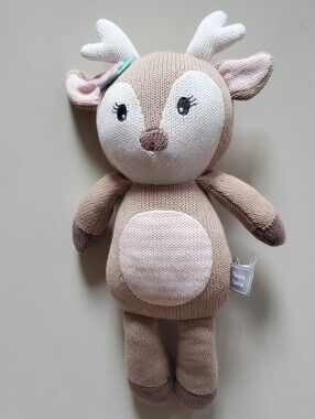 FIORA FAWN Plush Knit Deer Soft Toy - Beige and Cream